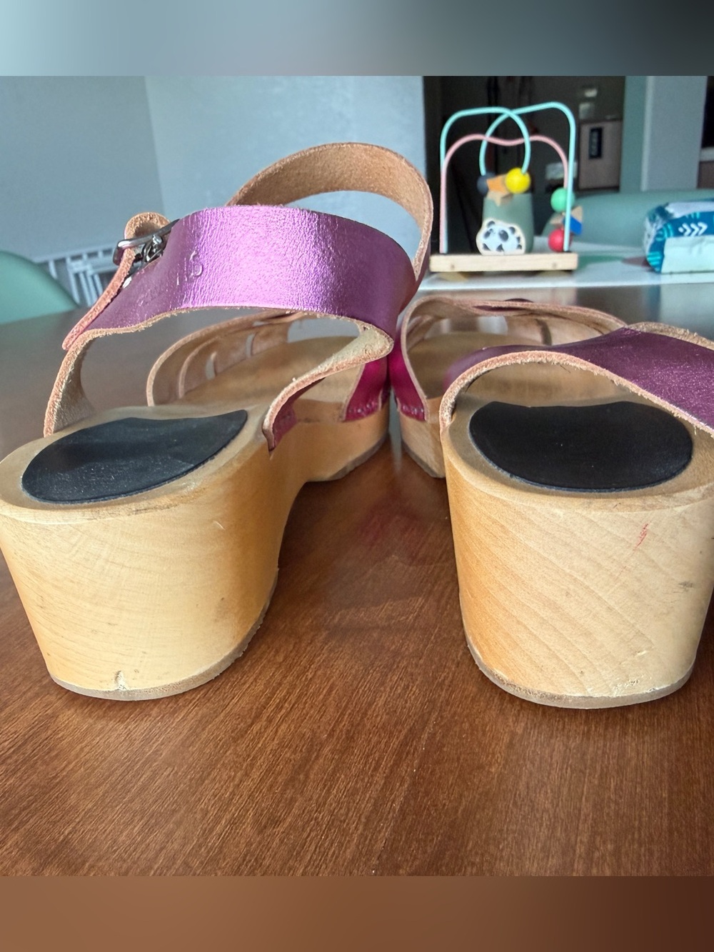 Swedish Hasbeens Women’s Metallic Pink Ankle-Strap Sandals - Picture 5 of 8